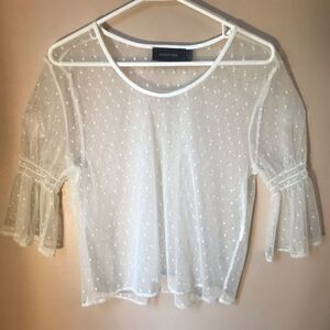 MinkPink Sheer Polkadot BellSleeve Peasant Top, M